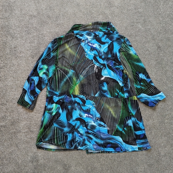 Frank Lyman tropical print striped stretchy cardigan women's size 16 - Picture 3 of 8